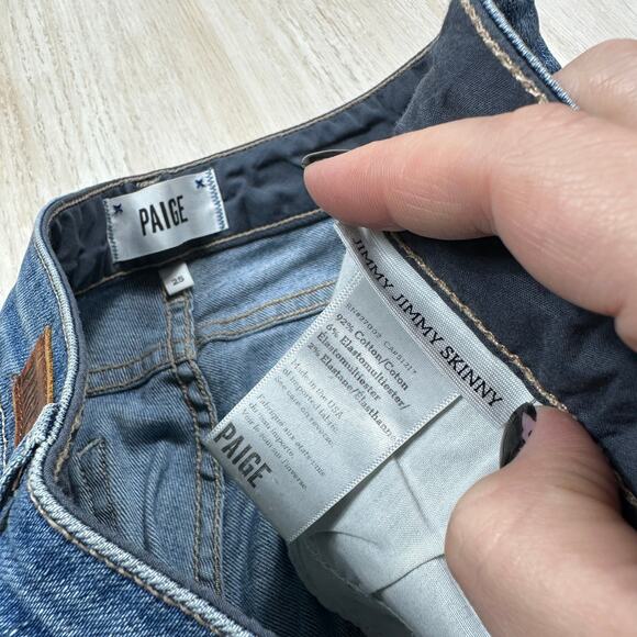 Paige Jimmy Jimmy Skinny Mid Rise Distressed Stretch Casual Blue Denim Jeans 25 - Picture 9 of 14